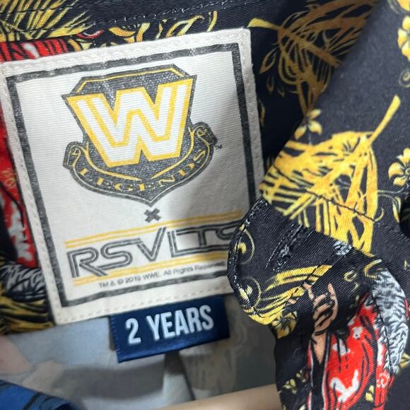 RSVTS WWE Ric Flair Button-Up Shirt Toddler 2T Black Hawaiian Style Wrestling - Picture 4 of 6